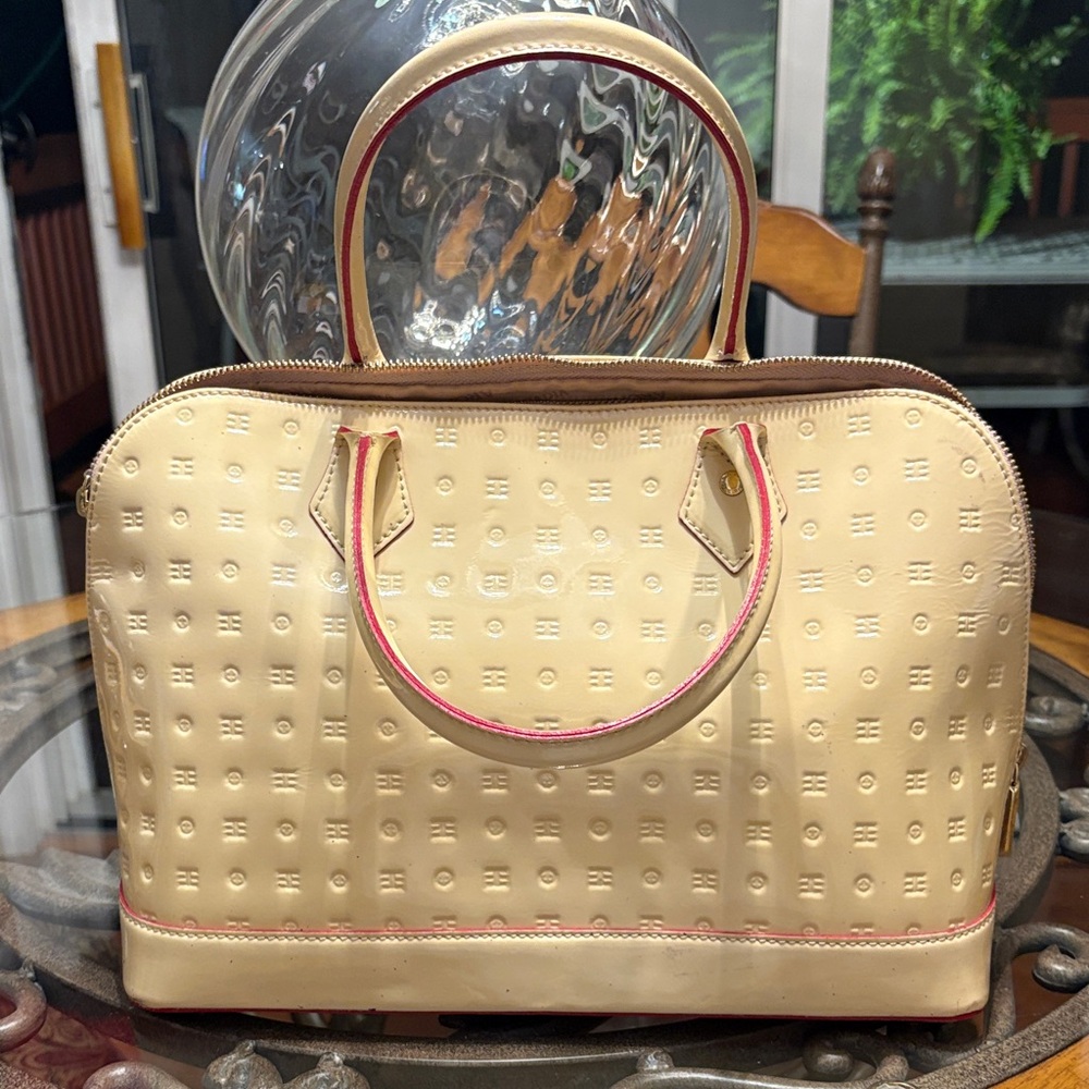 Arcadia Cream Satchel with Pink Trim